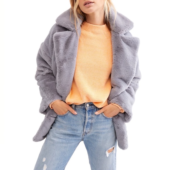Free People Jackets & Blazers - NWT Free People Teddy Kate Cloudy Day Faux Fur M
